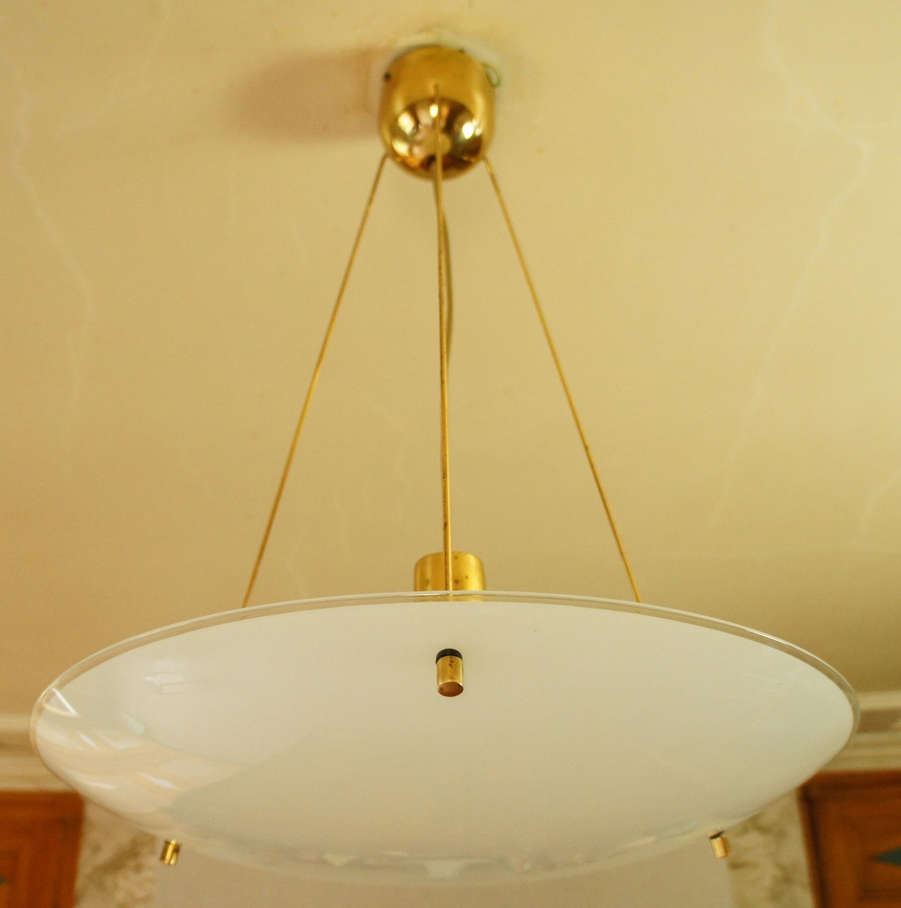Ikea vintage brass &opalin glass hanging lamp circa 1970