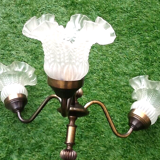 1970s Chandelier / Pendant lamp 3 arms of light Tulips with ruffles