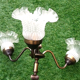 1970s Chandelier / Pendant lamp 3 arms of light Tulips with ruffles