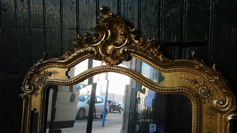 Gilded wooden mirror louis xv with frame