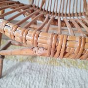 Fauteuil corbeille vintage en rotin – années 60