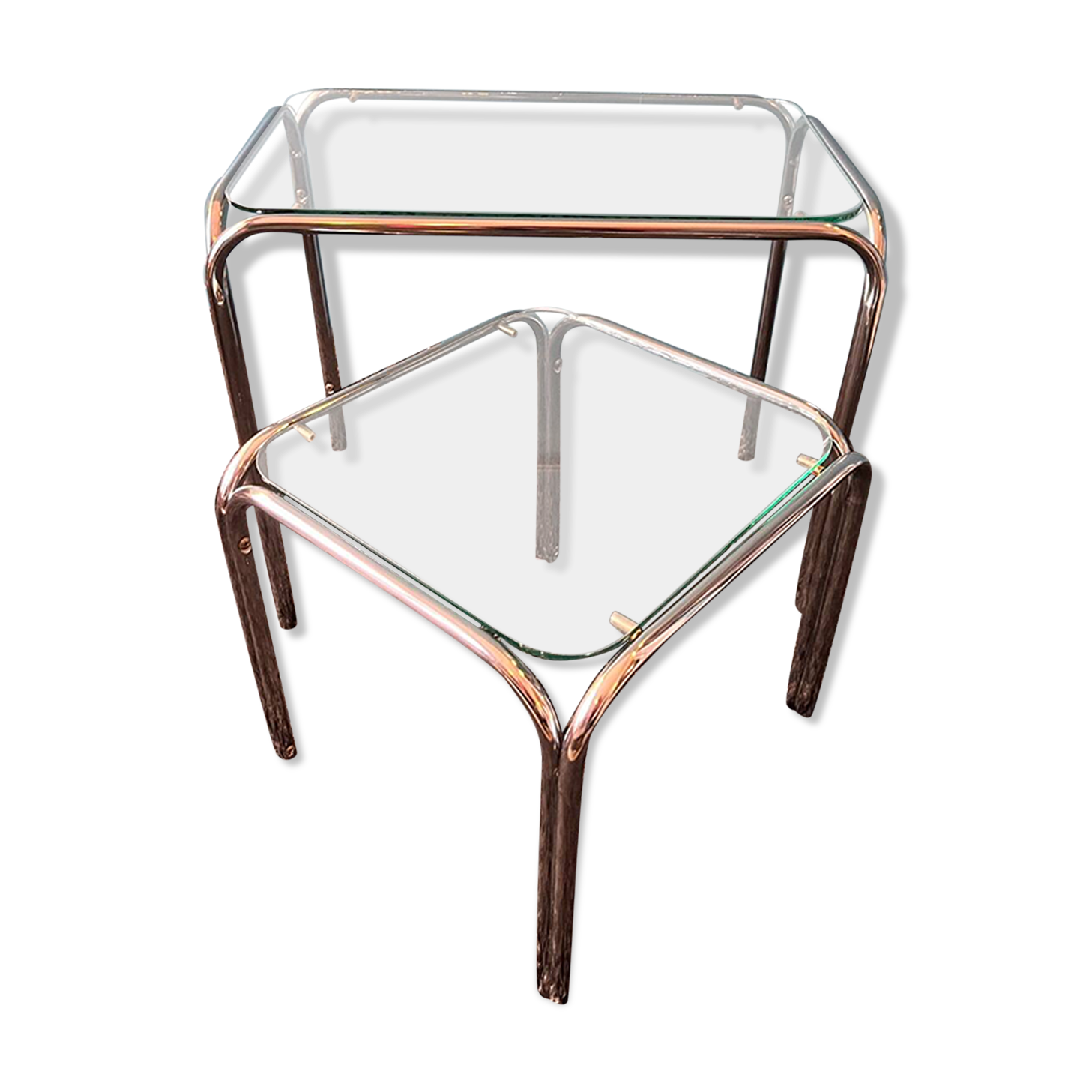 Pair of nesting tables or end of Space age sofa from the 80s