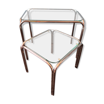Pair of nesting tables or end of Space age sofa from the 80s