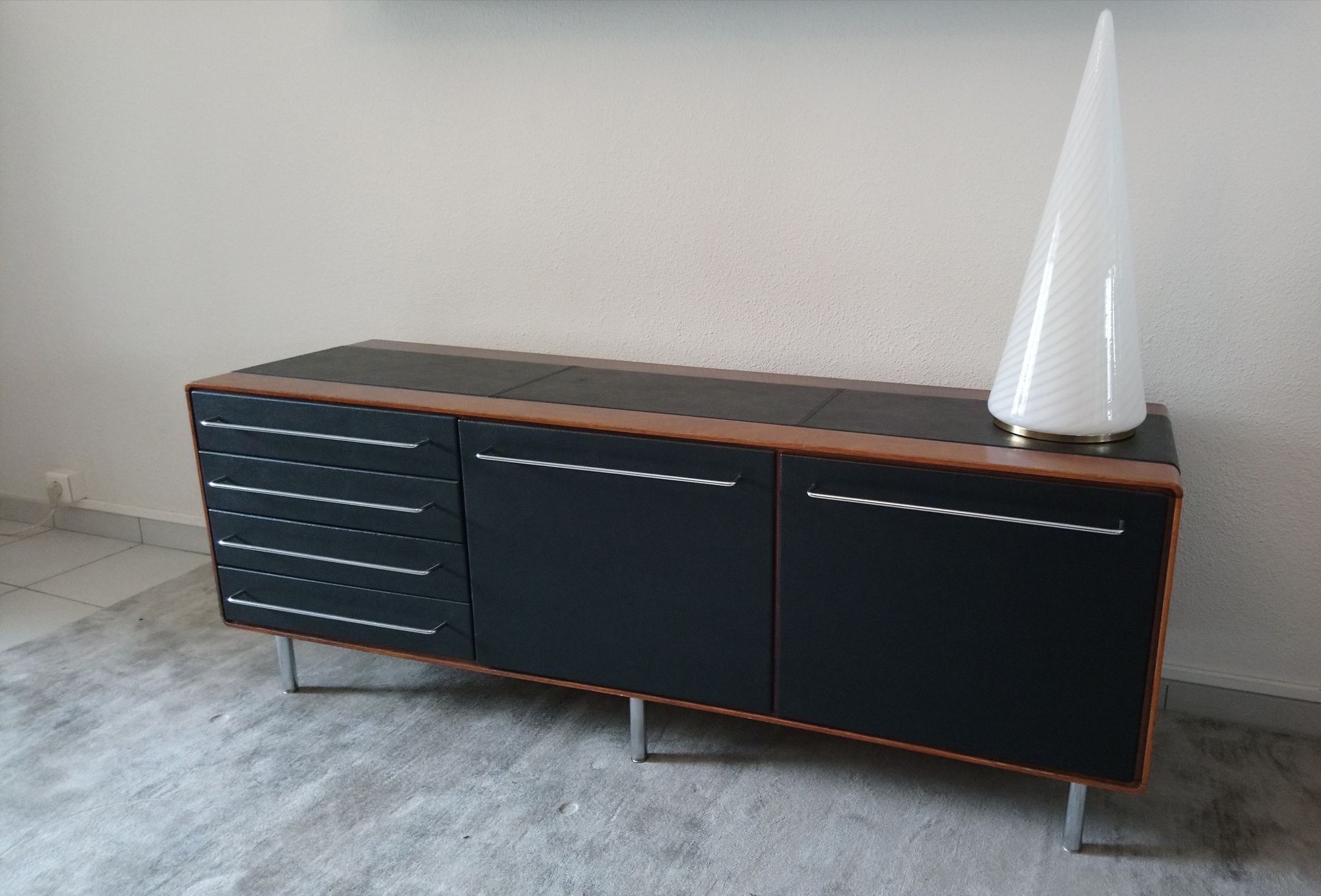 Rare row of wood and leatherette of the 60s 70s