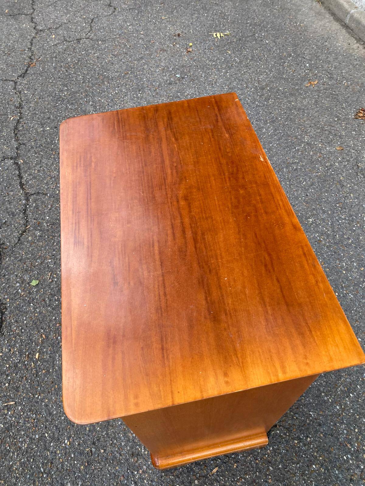 Wooden side table with drawer and storage, Louis Philippe style.