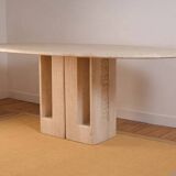 Oblong travertine dining table