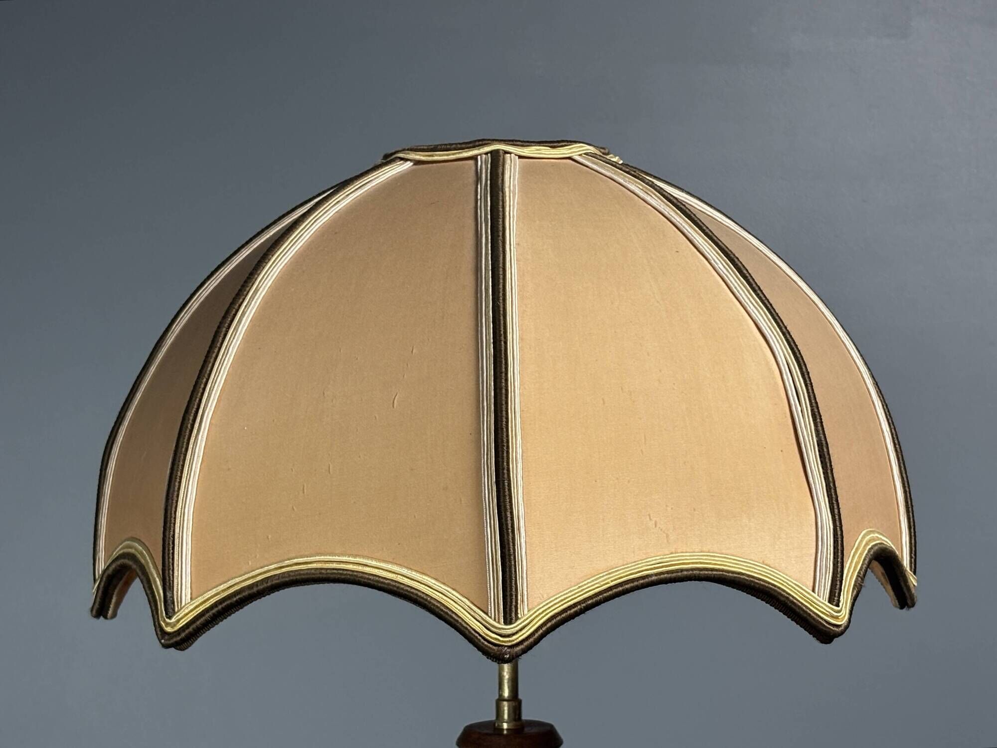Midcentury brutalist wood turned mushroom table lamp, Charles Dudouyt style
