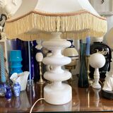 Alabaster table lamp and beige cotton