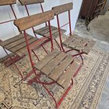 Set of 4 folding chairs for old bistro, guinguette, brasserie