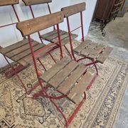 Set of 4 folding chairs for old bistro, guinguette, brasserie