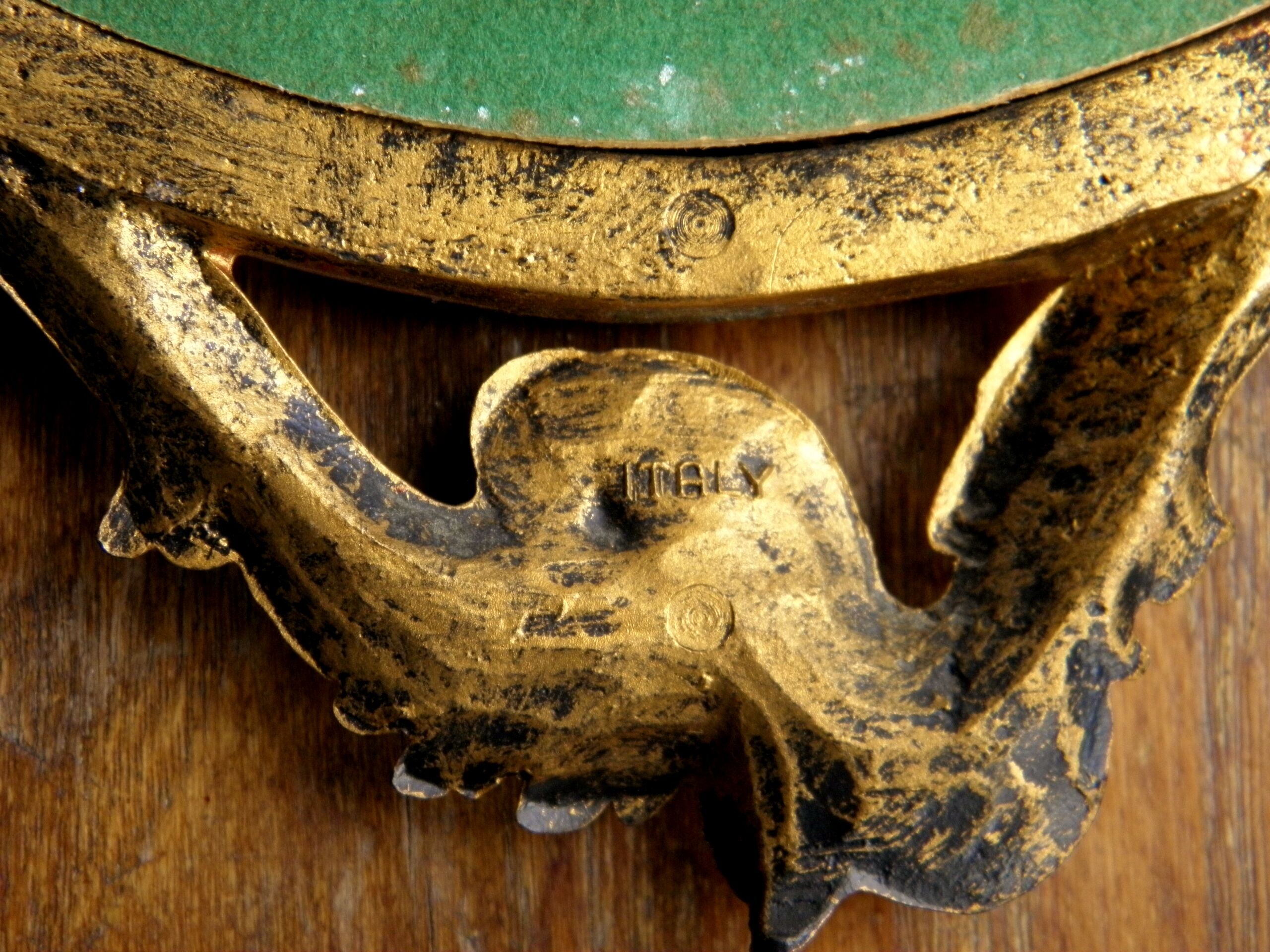 Miroir italien ovale en bois doré - 45x25cm