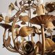 Chandelier hand-forged Hollywood Regency rose leaf decorations