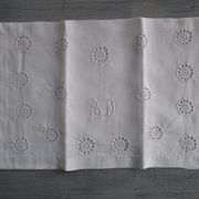 Old infant pillowcase embroidered/monogrammed cotton :49x33cm