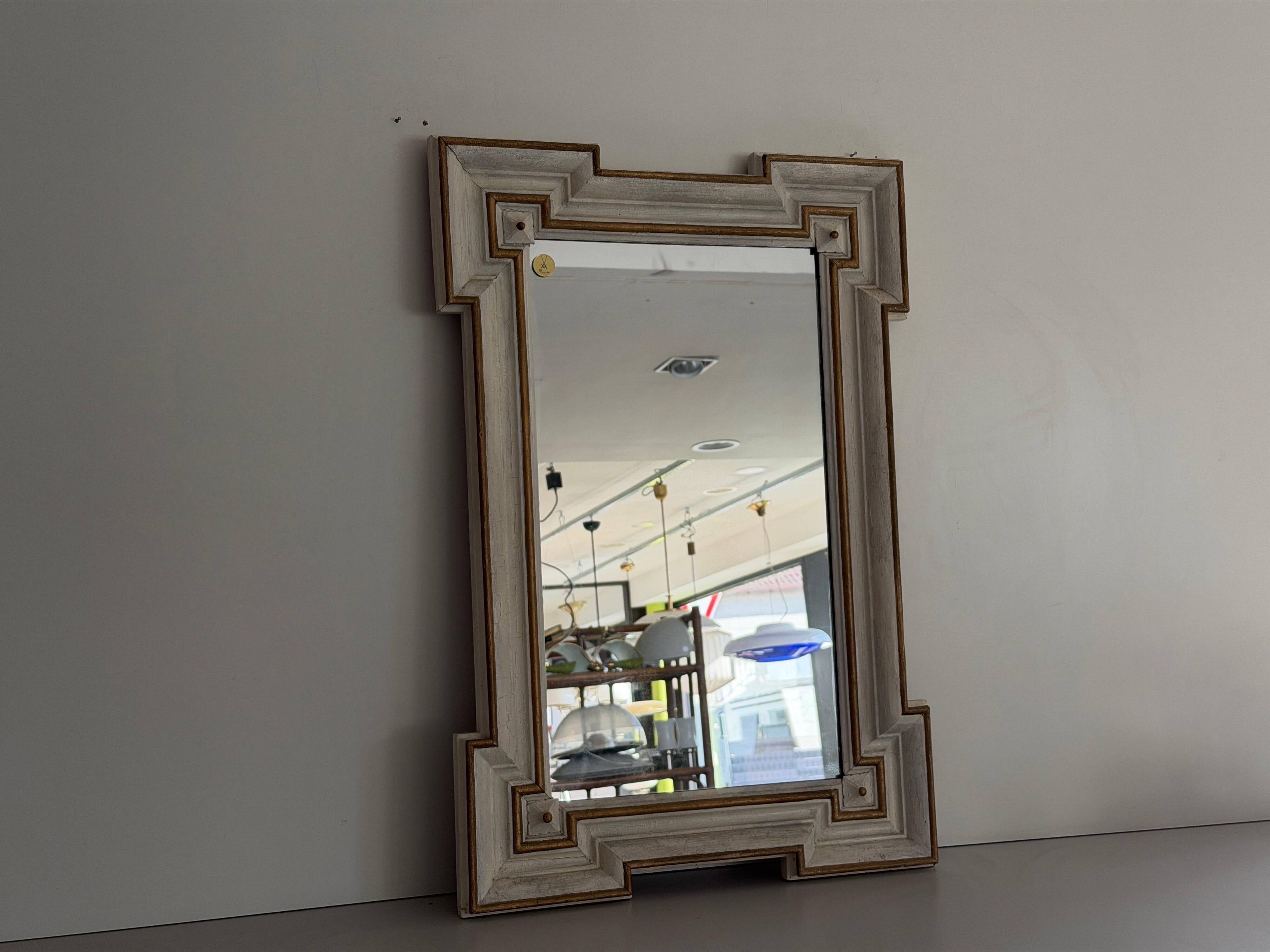 Art Nouveau wall mirror with a coloured gold frame by Meissen, 1930s, Germany.