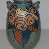 Vase ancien en terre cuite émaillée  art nouveau  « Paul Jacquet »