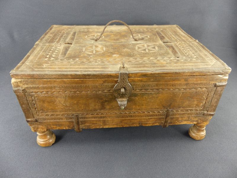 Old wedding chest in carved wood Nepal or India