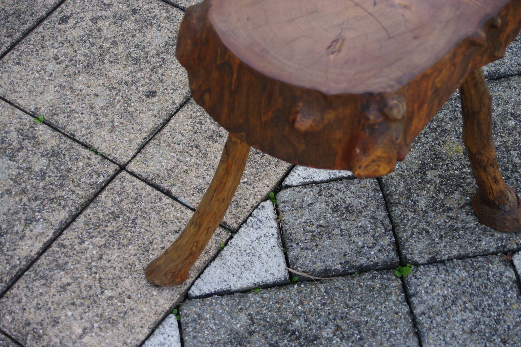 Vintage brutalist side table in solid wood 1960