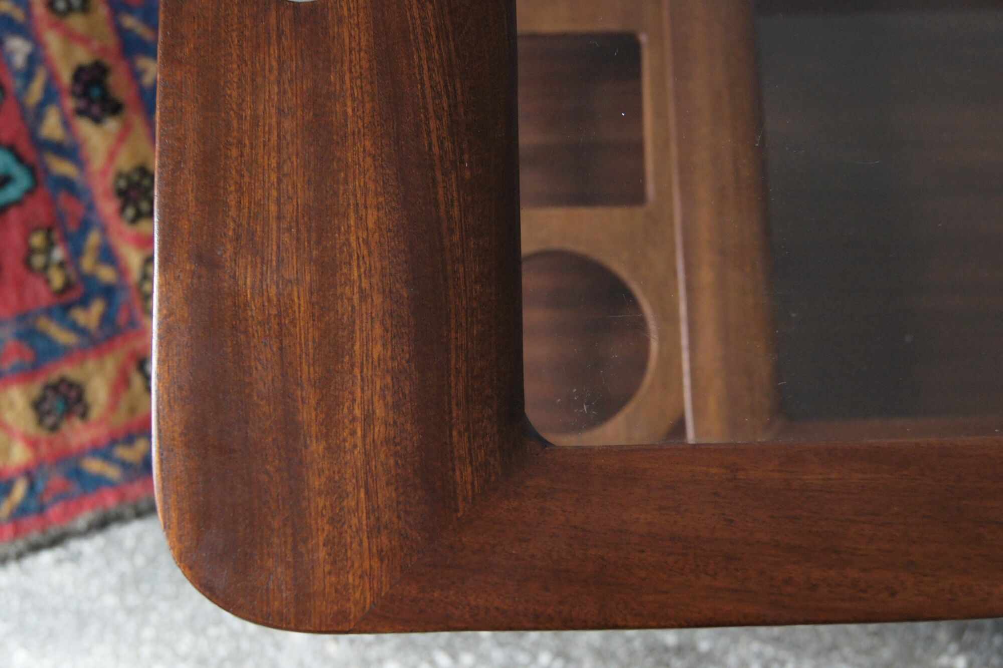 Italian Modern Mahogany Bar Cart with Serving Tray