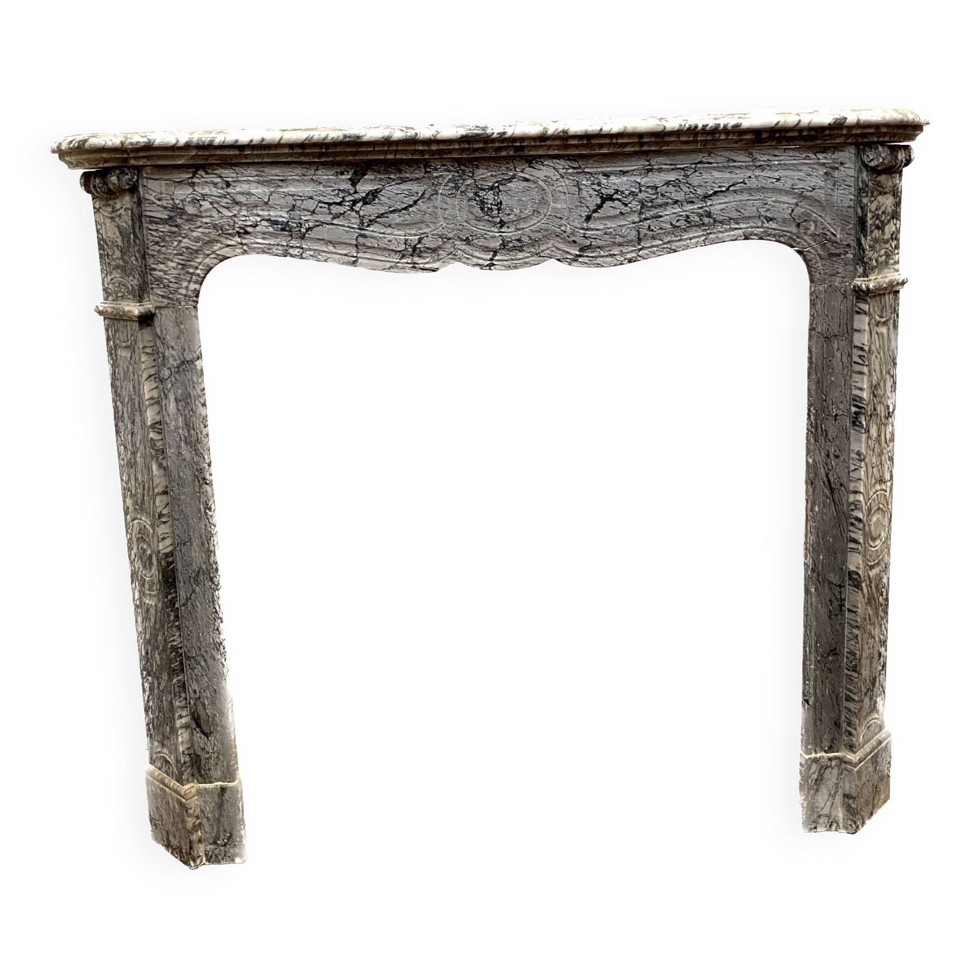 Louis XV style fireplace Model Pompadour Blue marble Turquin XX century