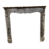 Cheminée de style Louis XV Model Pompadour Marbre bleu Turquin XX siècle