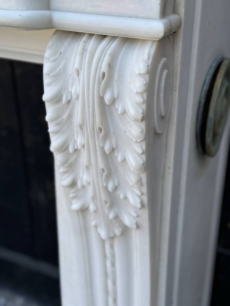 Louis XVI Style Fireplace in Carrara Marble Circa 1880