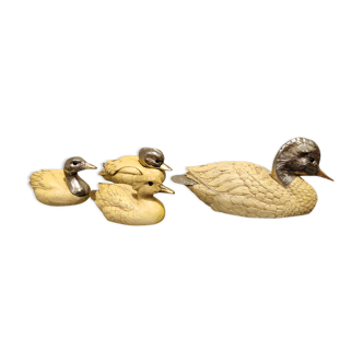 Silver plated duck sculptures by Malevolti, 1960