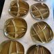 Lot of 8 vintage green compartmentalized plates marked "Salins France"