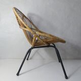 Armchair rattan shell metal