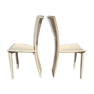 2 chaises en cuir vintage, - italie