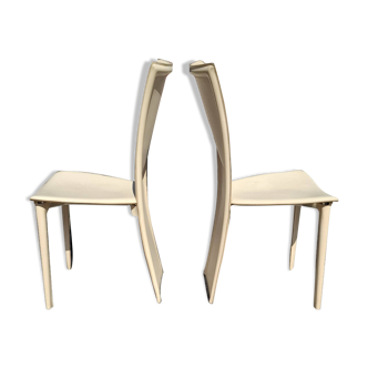 2 chaises en cuir vintage, Italie