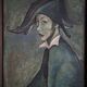 Harlequin, oil on canvas vintage 1950, signed & dated on the back SB