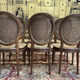 Set of 6 Louis XVI style medallion chairs in cane