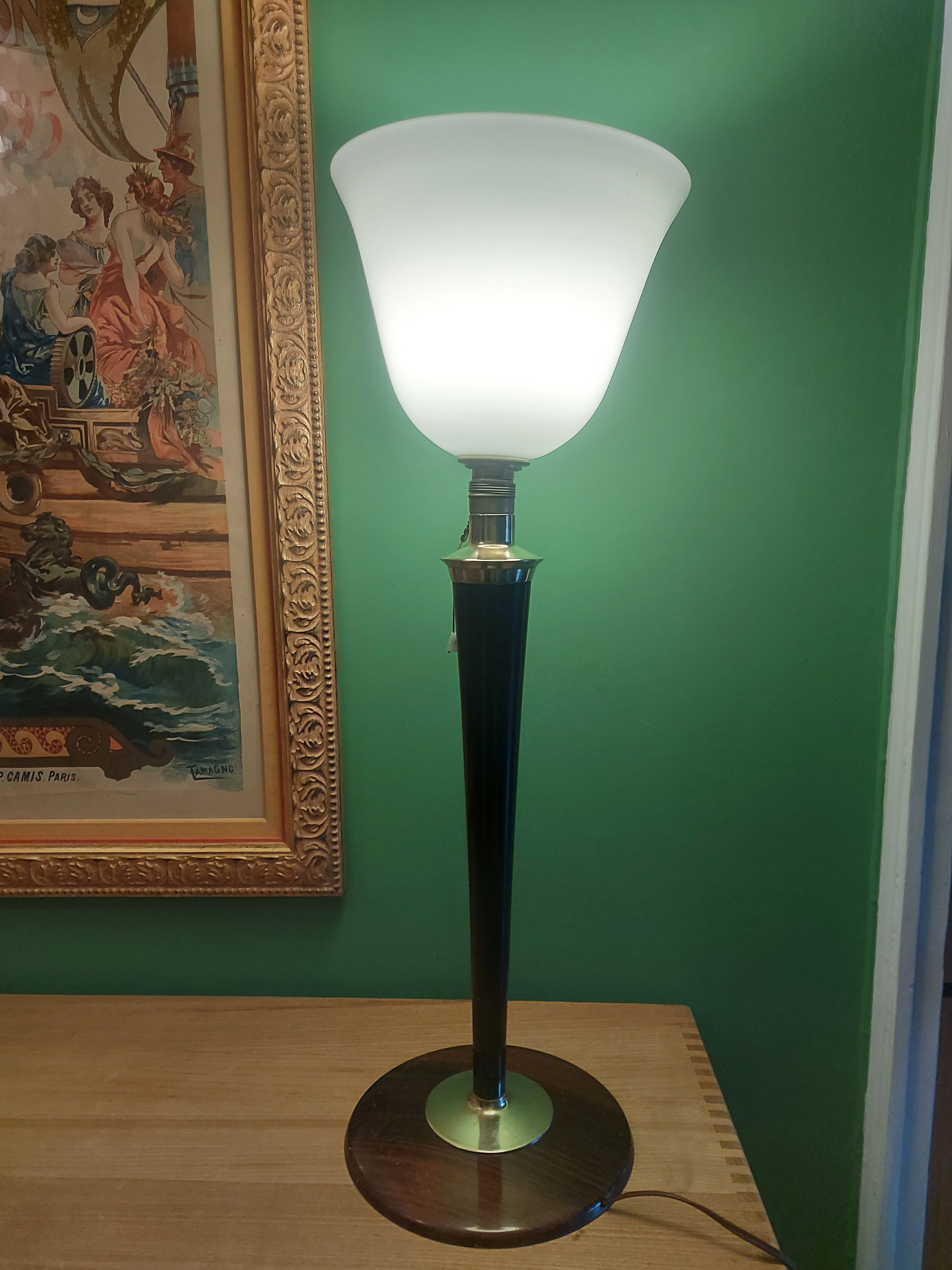 Lampe avec opaline Mazda