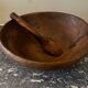 Raw wooden salad bowl