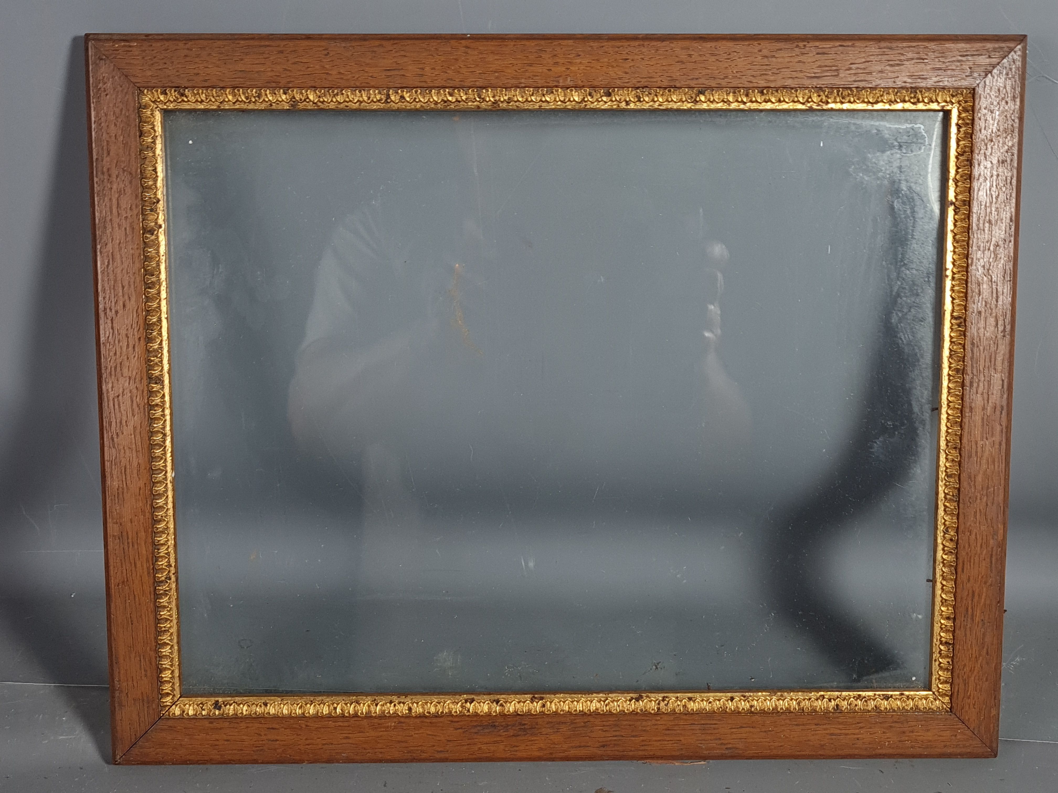 Old frame oak gilded stucco wood + glass 37.5x30 foliage 33x25.9 cm sb