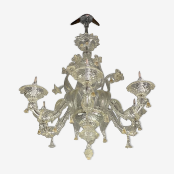 Rezzonico chandelier, venice, gilded murano glass circa 1920