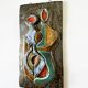 Cubist wall sculpture in glazed terracotta. Germany, 1950s.