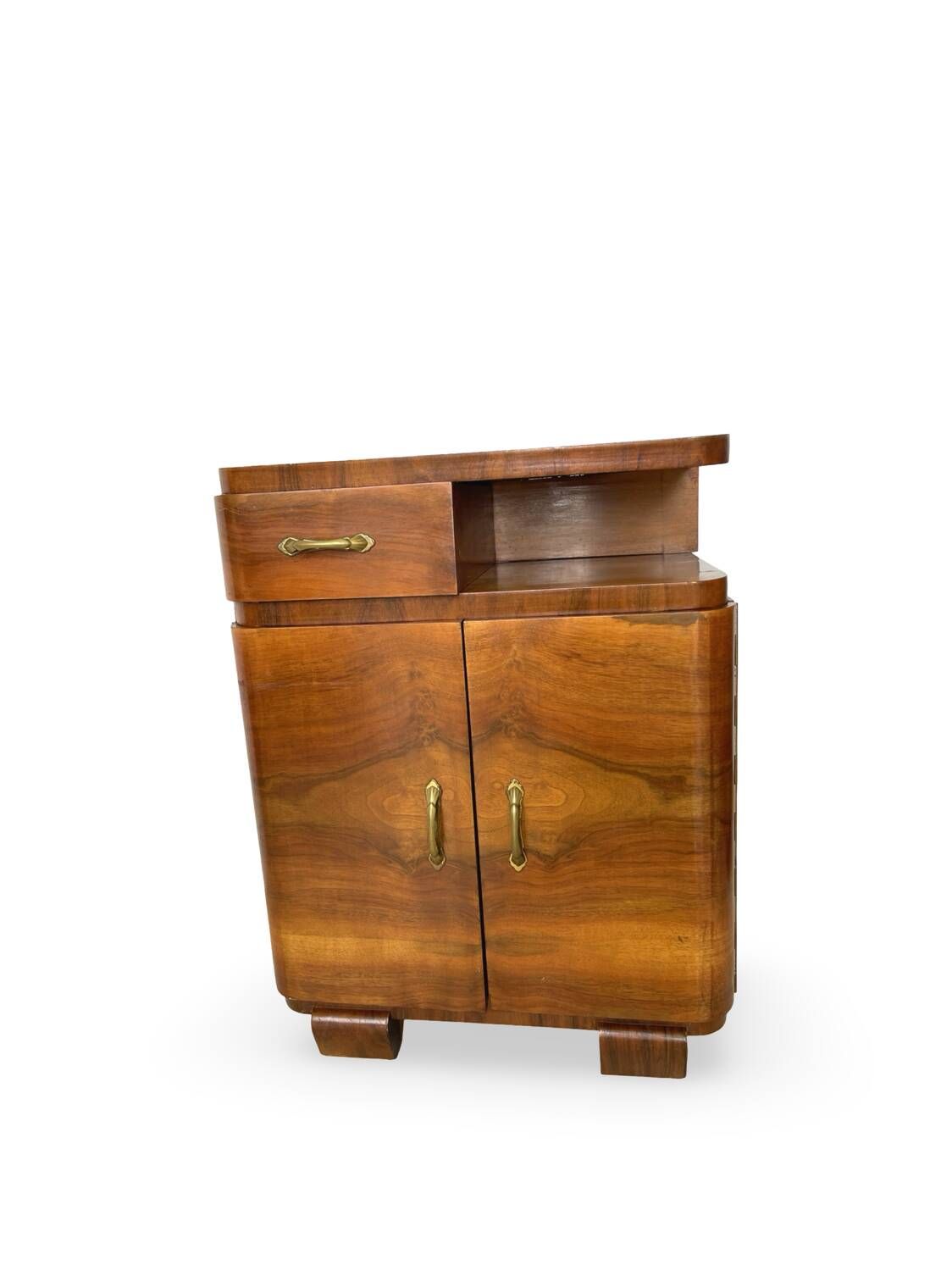 Tables de chevet Art déco italiennes en noyer, années 1940.