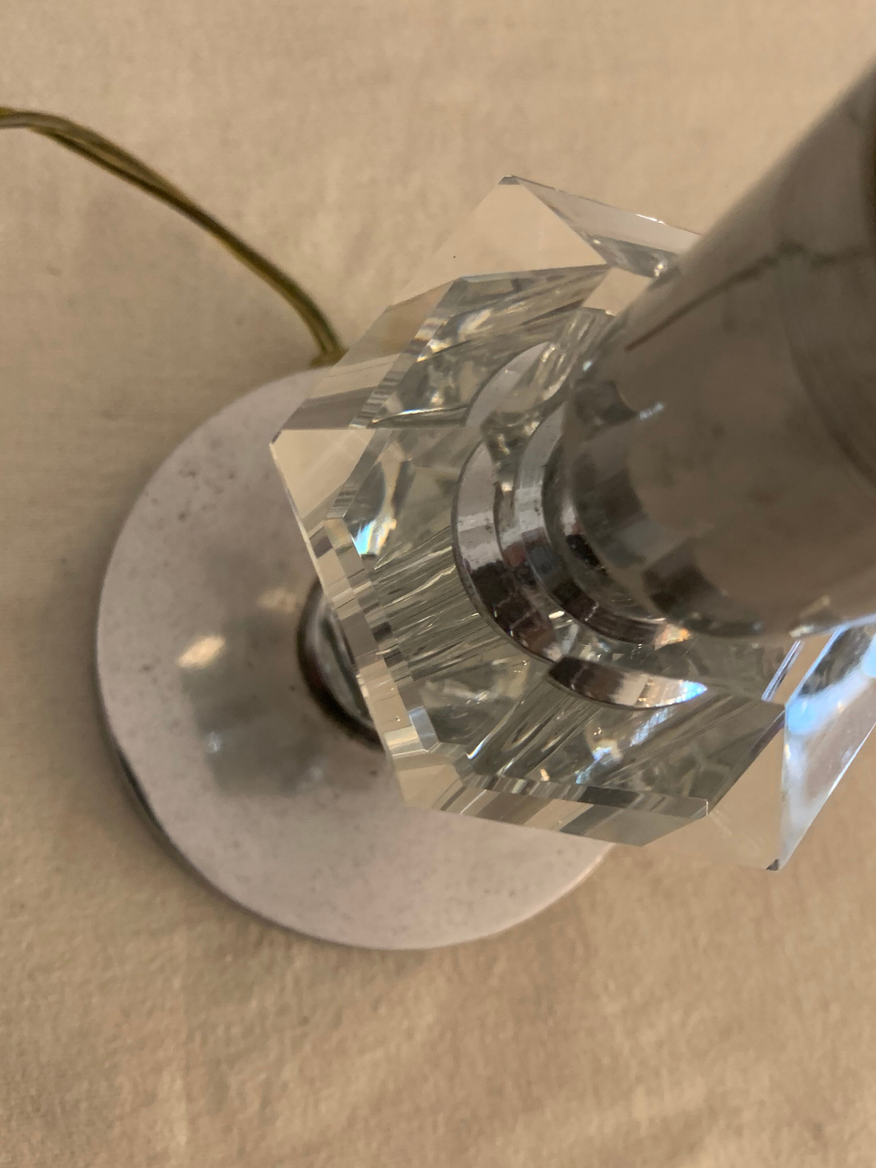 Hexagonal glass table lamp foot 1940 G. Humbert