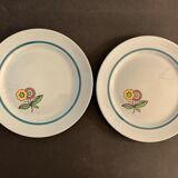 Set of 6 dessert plates in old earthenware from Sarreguemines, Diablerets model