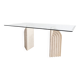 Dining table in travertine and glass with sculpted legs, 1970s.