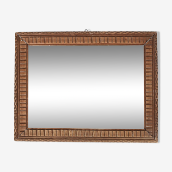 Old beveled mirror, carved frame, mercury glass