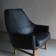 IB Kofod-Larsen leather oak easy chair | OPE Sweden | 1960s