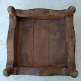 Small antique footrest stool lined canvas