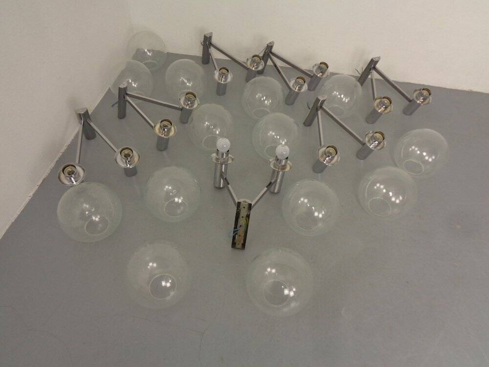 Chromed Glass Wall Lamp from OTT International, 1960s