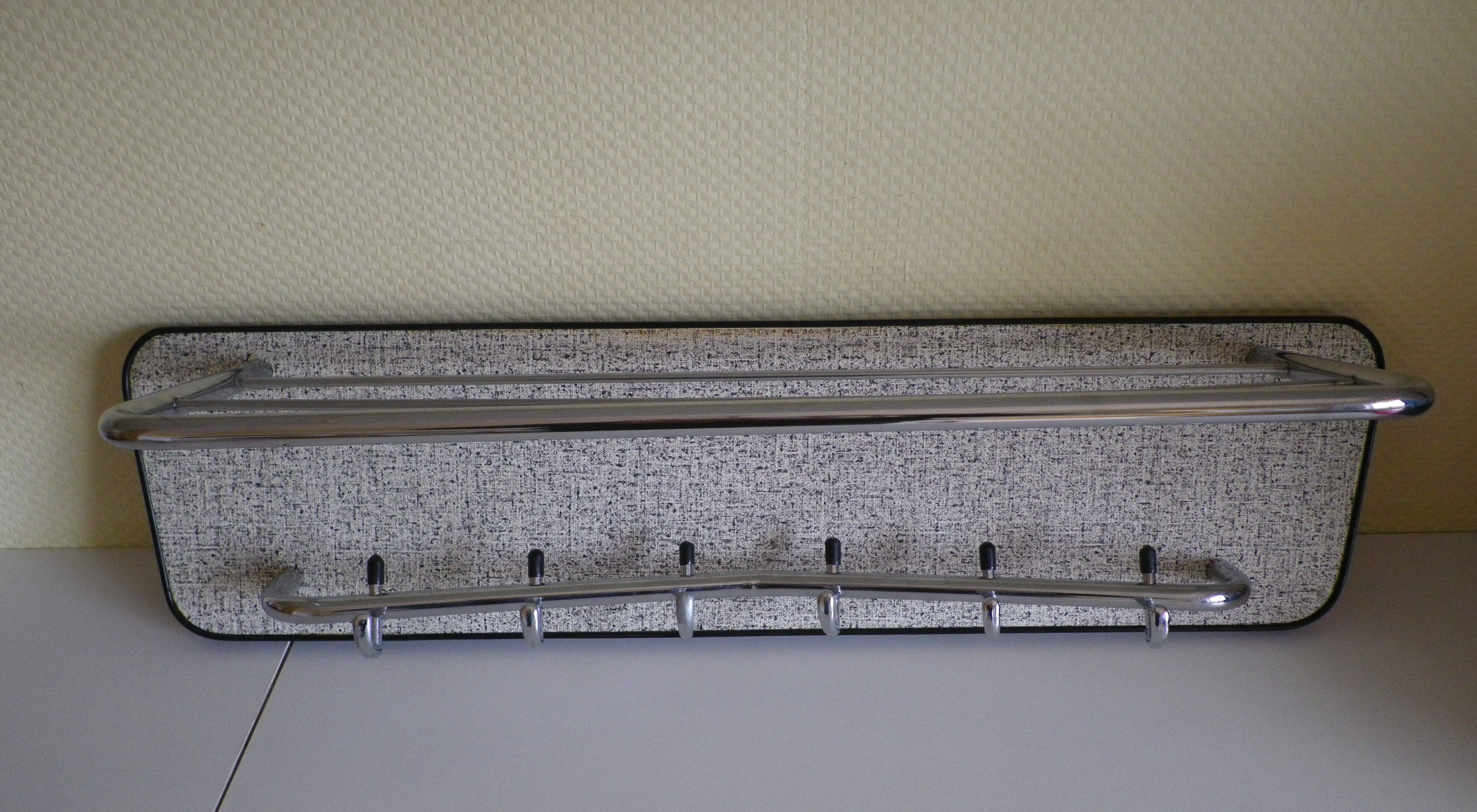 Chromed metal wall coat rack 1960