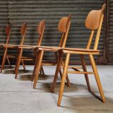 Set of 5 all-wood chairs published by Ton 1960