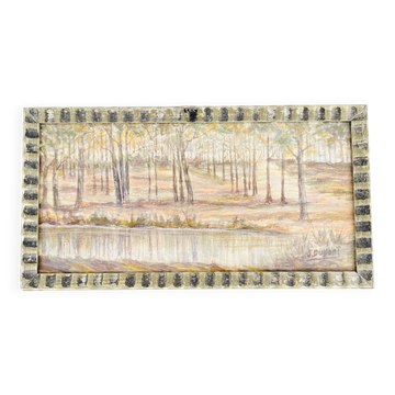 Belgian watercolour Pond in the forest near Chevetogne signed J. Dupont
