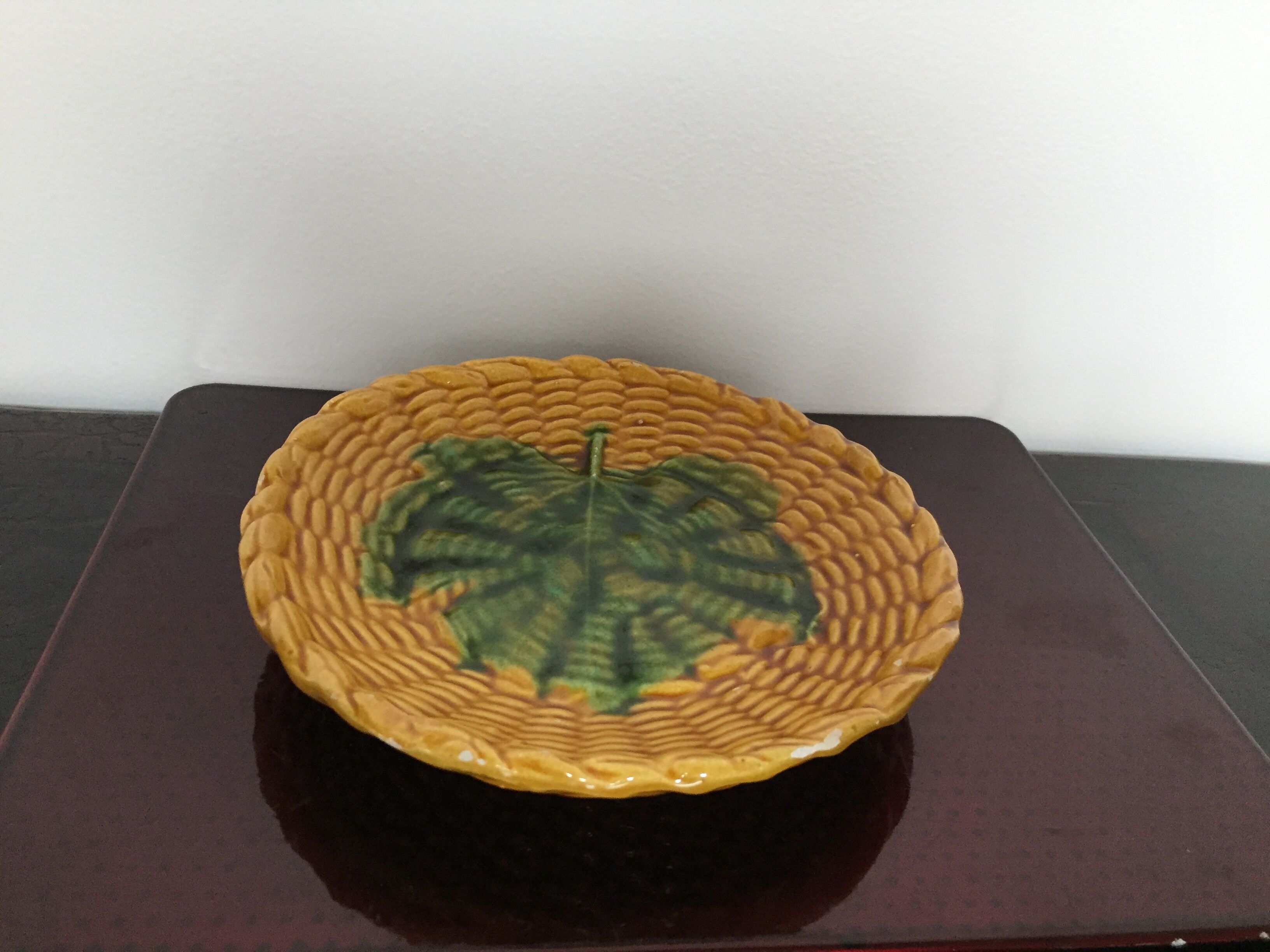 Vallauris' yellow and green ceramic plate