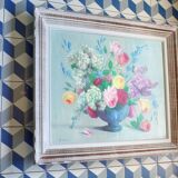 Old painting representing a bouquet of flowers